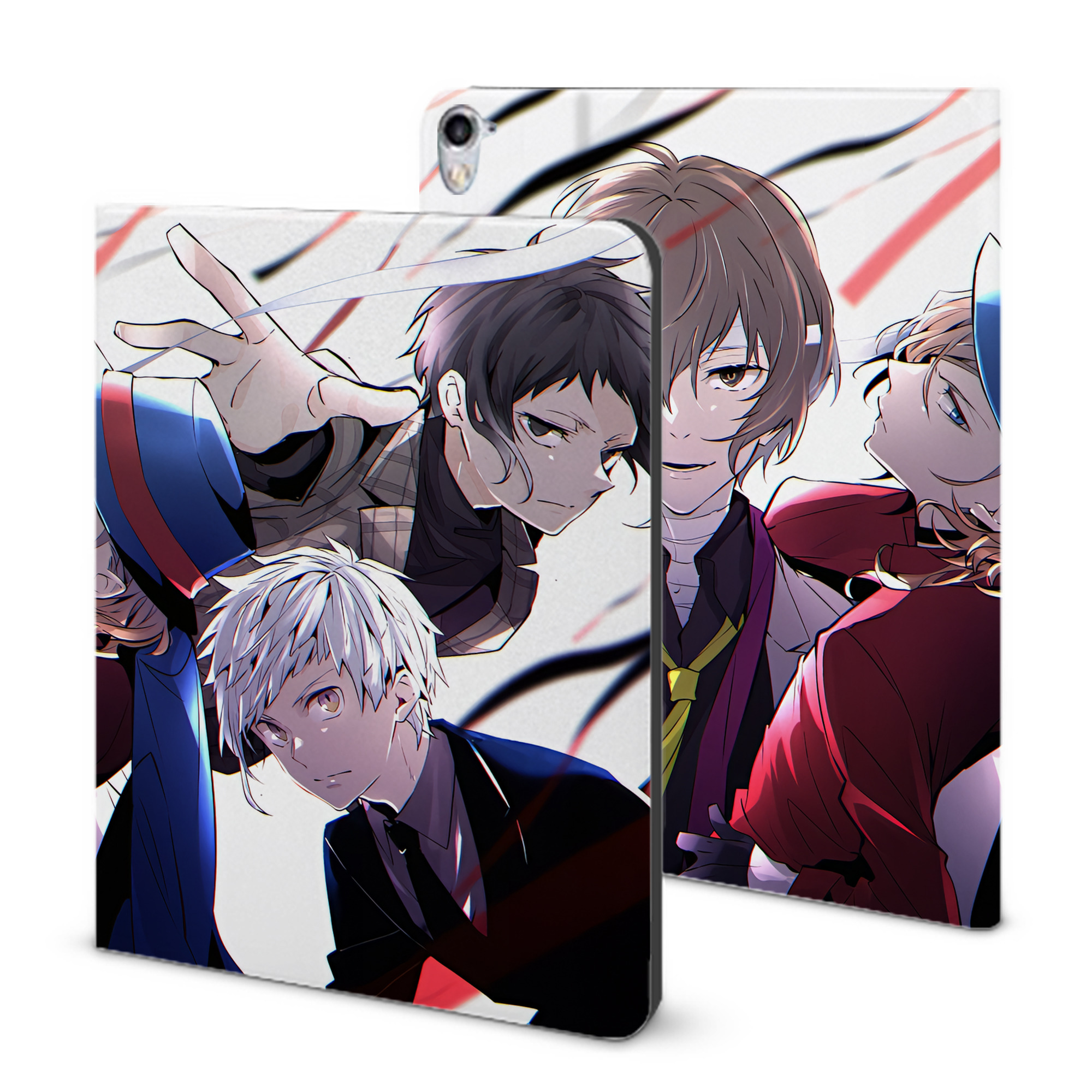 （画像用） 文豪ストレイドッグス Bungo Stray Dogs IPad ケース ブック型 PUレザー TPU 耐衝撃 軽量 薄型 ペン収納なし 全面保護 IPad 各モデル対応